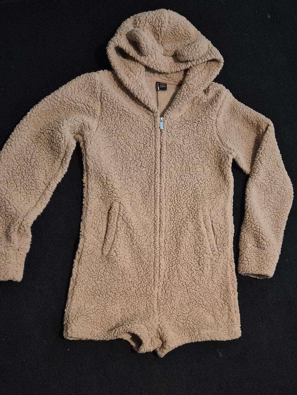 Teddy Sherpa Hooded Romper Jacket